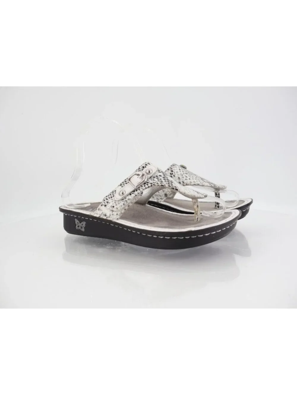 Alegria Women's Vanessa Thong Sandal Size 35 5 White Leather Snake Slide Shoes